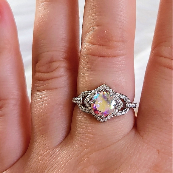NWT Ryze Aurora Borealis Crystal .925 Sterling Silver Ring - Picture 7 of 8